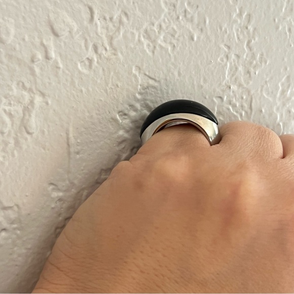 Calvin Klein Black and Silver Cocktail Statement Ring Size 8.5 - Picture 5 of 7